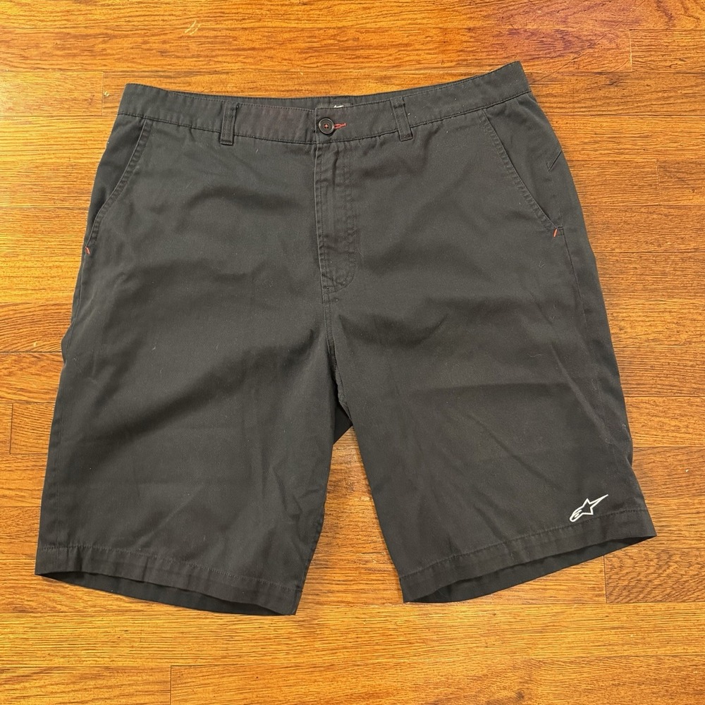 Alpinestars Telemetric Chino Shorts Black White Embroidered Logo Men's Size 38